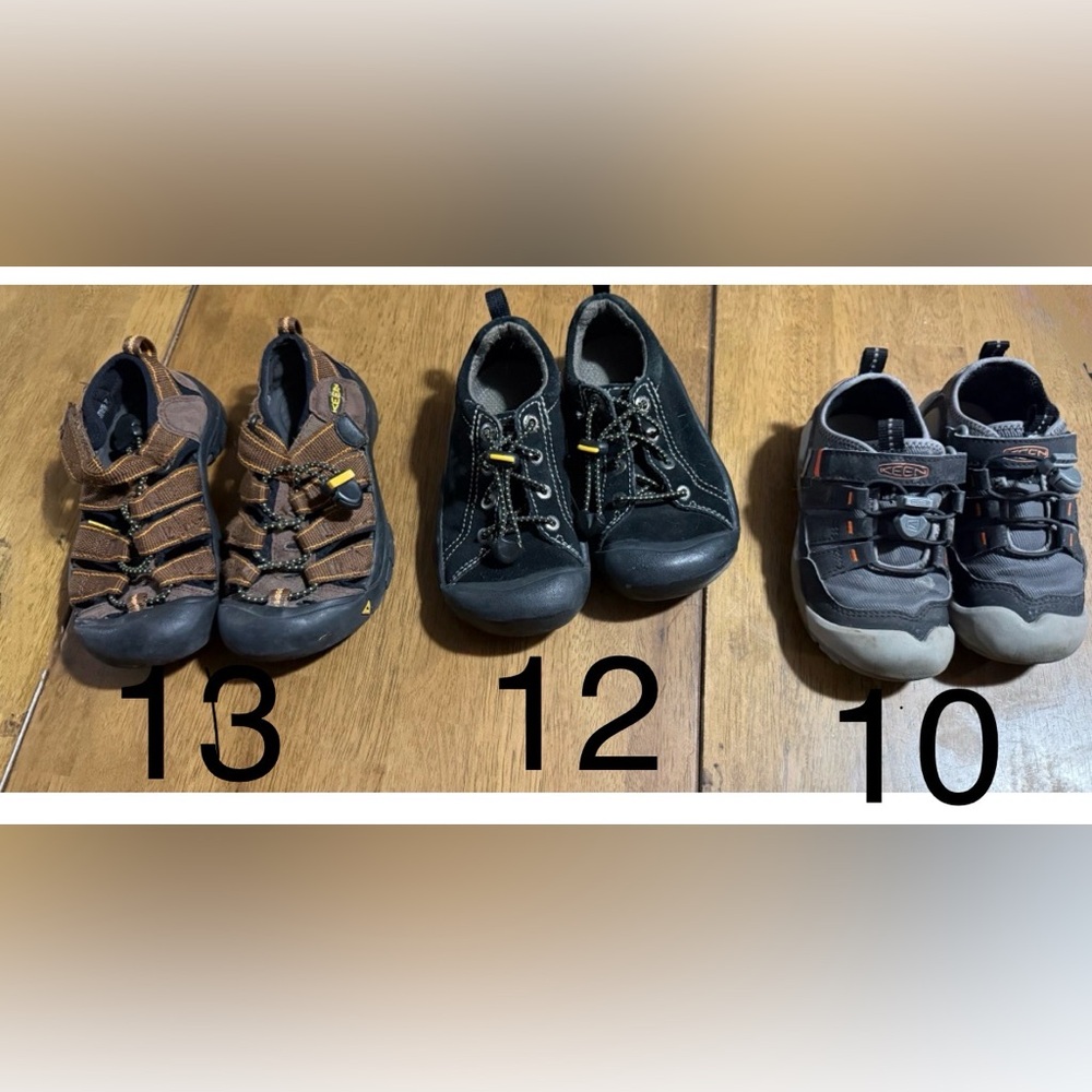 3 pairs Keens little boys shoes size 10, 12, 13